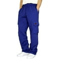 thumbnail image 1 of Caqnni Men's Baggy Cargo Pants Open Bottom Straight Leg Cargo Pants for Men Lightweight Sweat Pants Lounge Pants with Pockets (A6-Blue,L), 1 of 6