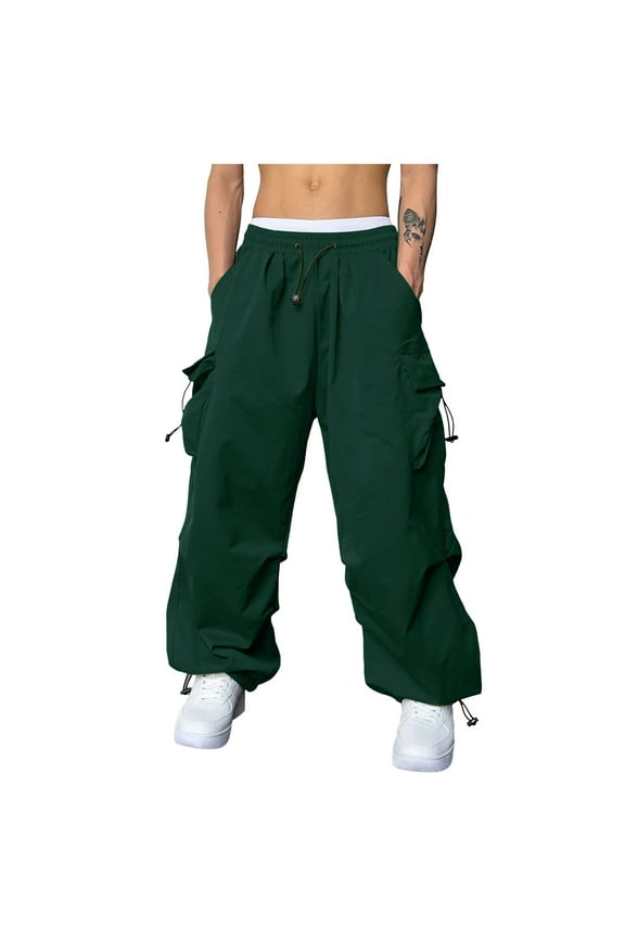 Men's Baggy Cargo Pants Trendy Casual Parachute Pant Loose Fit Harem Joggers with Pockets for Streetwear for Fall and Winter (XL,White)