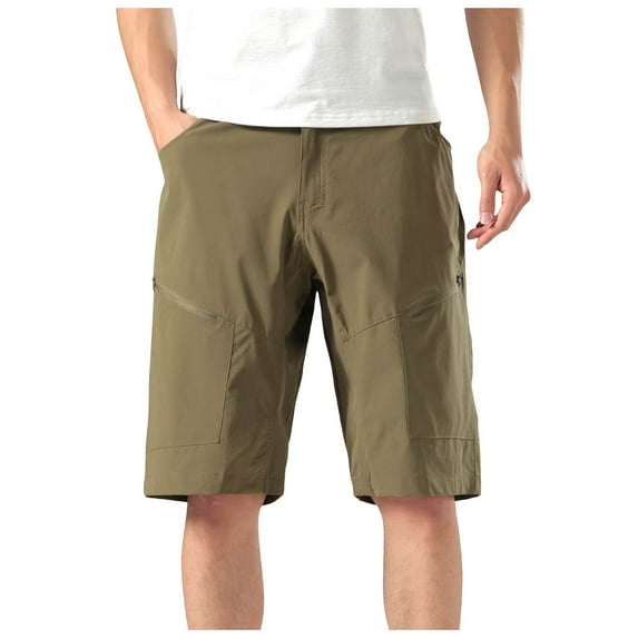 Caqnni Men's Big and Tall Cotton Twill Flat Front Chino Short Classic Cargo Relaxed Fit Drawstring Summer Short (3XL,Khaki)