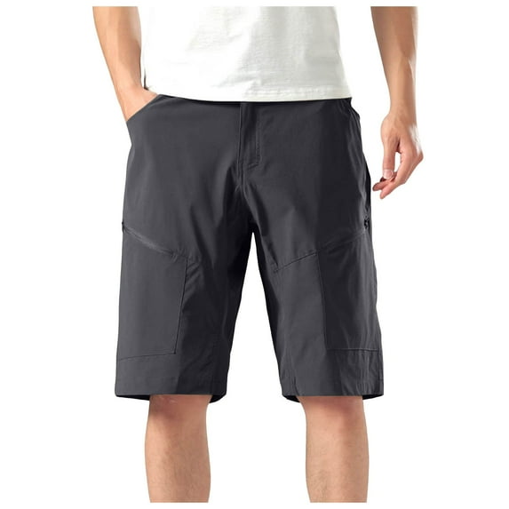 Caqnni Mens Casual Shorts - Cotton Drawstring Summer Beach Stretch Twill Chino Golf Shorts Chino Short Classic Cargo Summer Short (L,Grey)