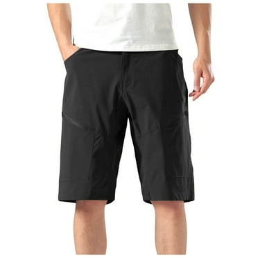 Caqnni Men's Big and Tall Cotton Twill Flat Front Chino Short Classic Cargo Relaxed Fit Drawstring Summer Short (XL,Black)