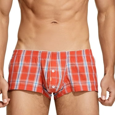 Caqnni Men's Boxer Shorts: Relaxed Fit with Moisture Wicking (Red,L)