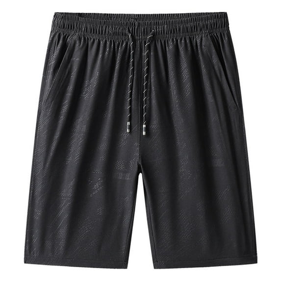 Caqnni Men's Casual Casual Shorts Hiking Casual Shorts Workout Joggers Shorts Elastic Waist Yoga Summer Trousers (Black,5XL)