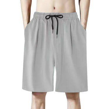Caqnni Men's Casual Cotton Shorts Summer Beach Short Drawstring Quick Dry Running Short Leisure Sports Gym Basketball Casual Shorts Jogging Casual Shorts Summer Beach Shorts (XL,Grey)