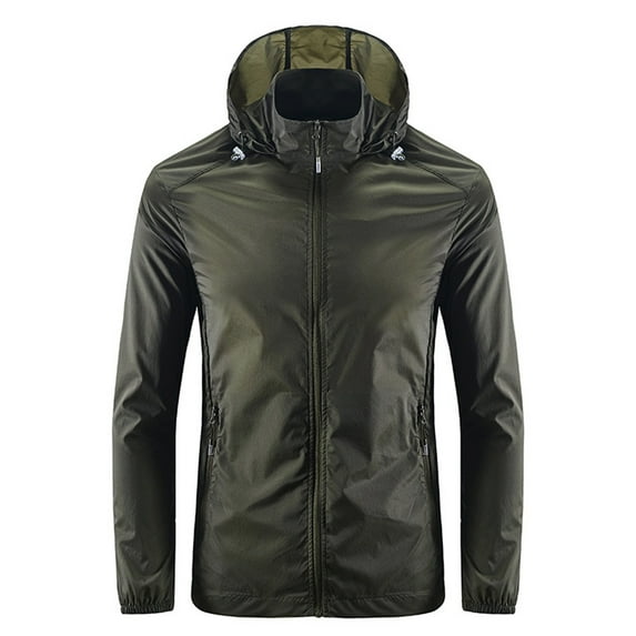 Caqnni Men's Casual Jacket Outdoor Windbreaker Lightweight Softshell Flight Running Jackets Windbreaker Men Pull Over (Green,4XL)