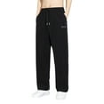 thumbnail image 1 of Caqnni Men's Casual Pocket Pants Loose Fit Joggers Drawstring Pants with Multi Pockets Elastic Waist Yoga Summer Beach Trousers Athletic Gym Mens Pants (A2-Black,L), 1 of 8