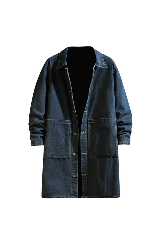 Men's Casual Shirt Jacket Cotton Linen Shacket Lightweight Work Coat Button Down Overshirt (Blue,3XL)