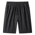 thumbnail image 1 of Caqnni Men's Casual Shorts Drawstring Elastic Waist Texture Workout Jogging Running Sweat Beach Shorts for Men(Black,L), 1 of 7