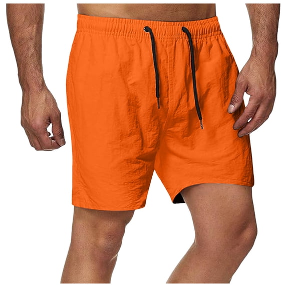 Caqnni Men's Casual Shorts Loose Fit Casual Shorts Casual Shorts Drawstring Shorts with Multi Pockets (Orange,5XL)