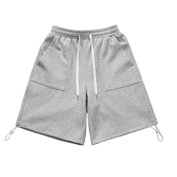 Caqnni Men's Casual Shorts Joggers Hiking Shorts Stretch Work Casual Shorts with Pockets Running Workout Athletic Summer Beach Jogging Leisure Gym (Grey,L)