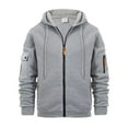 thumbnail image 1 of Caqnni Men's Casual Thermal Lined Long Sleeve Zip Up Hoodie Jacket Hooded Sweatshirt Jacket Coats (L,Light Gray), 1 of 7