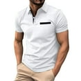 thumbnail image 1 of Caqnni Men's Classic Fit Short Sleeve Performance Pique Polo Shirt(White,3XL), 1 of 5