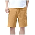 thumbnail image 1 of Caqnni Men's Linen Shorts Summer Beach Shorts for Men Elastic Waist Drawstring Shorts Chino Short Classic Cargo Relaxed Fit Drawstring Summer Short (31,Coffee), 1 of 9