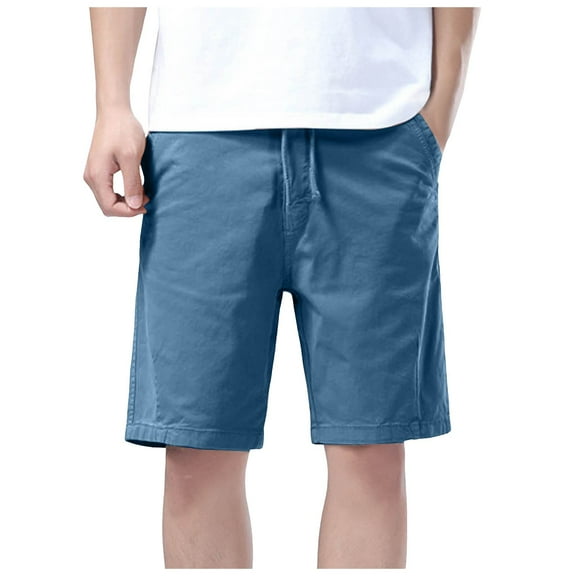 Caqnni Men's Casual Shorts with Pockets Hiking Shorts Casual Athletic Jogger Sports Outdoor Trousers Relaxed Fit Summer Beach Trousers M-3XL (Blue,32)