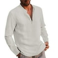 thumbnail image 1 of Caqnni Men's Cotton Linen Long Sleeve Shirts Casual Lightweight Button Down Shirts Vacation Beach Summer Tops&nbsp; (Grey,M), 1 of 5