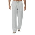 thumbnail image 1 of Caqnni Men's Cotton Linen Pants Summer Beach Pant Casual Solid Drawstring Yoga Pants Trousers (A3-Grey,XXL), 1 of 5