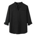 thumbnail image 1 of Caqnni Men's Cotton Linen Shirt Long Sleeve Casual Button Down Summer Beach Shirts&nbsp; (Black,XL), 1 of 1