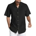 thumbnail image 1 of Caqnni Men's Cotton Linen Shirt Short Sleeve Casual Beach Shirts (Black,3XL), 1 of 5