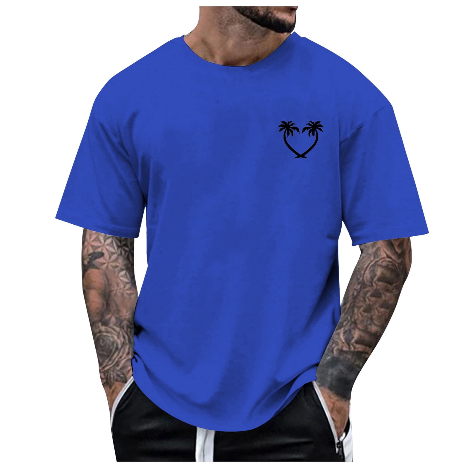 Caqnni Men's Cotton Short Sleeve Henley T-Shirt Activewear(Blue,XXL ...