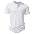 thumbnail image 1 of Caqnni Men's Cotton Slim Fit Henley Shirt Summer Lightweight Short Sleeve Beach Tops (White,XL), 1 of 4