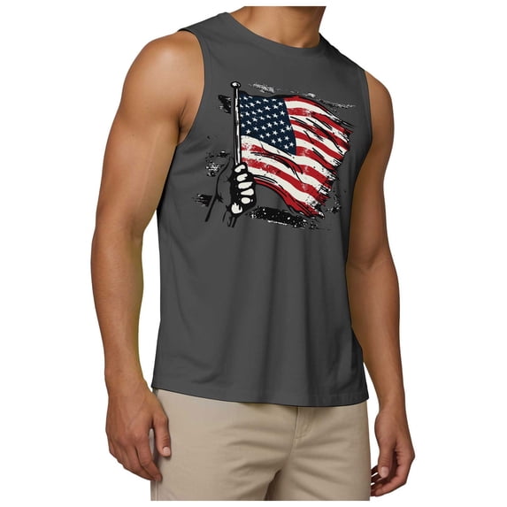 Caqnni Men's Cotton Workout Tank Tops Gym Bodybuilding Training Fitness Sleeveless Muscle T Shirts Cool Summer Beach Vacation S,Grey