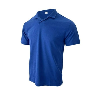 Caqnni Men's Everyday Performance Stretch Polo Shirt with Short Sleeves (Blue,L)