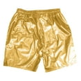 thumbnail image 1 of Caqnni Men's Fashion Metallic Shorts Shiny Hot Short Sparkly Party Shorts Beach Shorts Elastic Waist Drawstring Short Pants with Slant Pockets S-XXL (Gold,S), 1 of 6