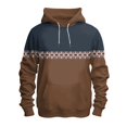 thumbnail image 1 of Caqnni Men's Fleece Color Block Pullover Hoodies Casual Solid Color Hooded Sweatshirt with Pockets (L,Coffee), 1 of 3