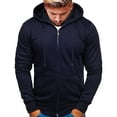 thumbnail image 1 of Caqnni Men's Full Zip Workout Athletic Jackets Lightweight Running Jacket Breathable Hooded Jacket (Navy,XL), 1 of 4