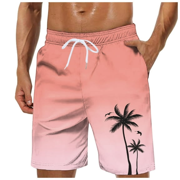 Caqnni Men's Hawaiian Beach Shorts: Summer Comfort and Style (Z01-Pink,XXL)
