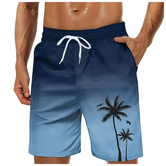 Caqnni Men's Hawaiian Beachwear: Choice for Warm Weather and Sunny Skies (Z01-Dark Blue,L)