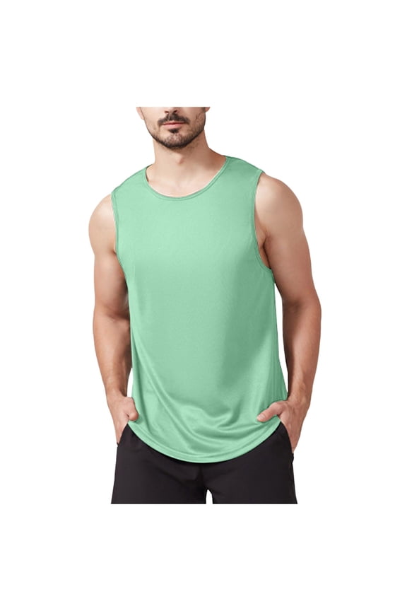 Men's Hawaiian Printed Summer Surf Beach Tank Top Large Size Casual Breathable Sleeveless Shirt XXXL,Light Green