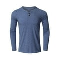 thumbnail image 1 of Caqnni Men's Henley Shirts Fashion Casual Front Placket Long Sleeve Henley T-Shirts Cotton Shirts (Light Blue,L), 1 of 1