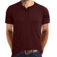 thumbnail image 1 of Caqnni Men's Henley Shirts Short Sleeve Casual Shirt Quick Dry Summer Daily T-Shirts Running Workout Tops (Wine,M), 1 of 5