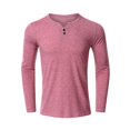 thumbnail image 1 of Caqnni Men's Henley Shirts pullovers Long Sleeve Casual Basic Tees Classic Henley Autumn and Winter Solid T Shirts with Pocket (Brick Red,M), 1 of 1
