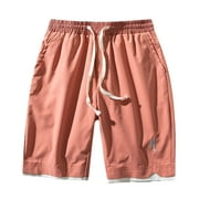 Caqnni Men's Hiking Cargo Shorts with Drawstring Quick Dry Lightweight Shorts for Men Outdoor Fishing Casual Shorts(Red,4XL)