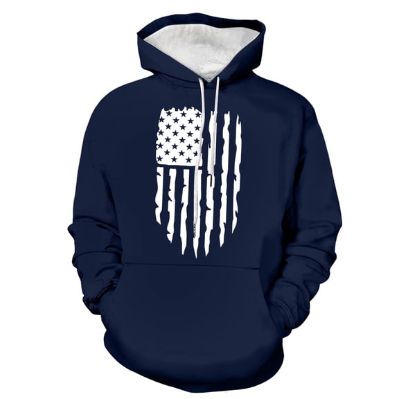 Caqnni Men's Hoodies Pullover Soft American Flag Hooded Sweatshirts Long Sleeve Casual Hoodies with Pocket for Fall and Winter (M,Navy)