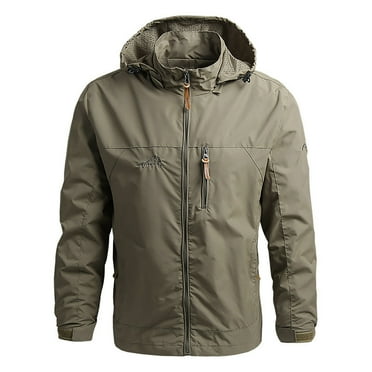 Caqnni Men's Lightweight Bomber Jacket Spring Fall Casual Classic Fit Varsity Windbreaker Full Zip Solid Softshell Active Coat Outwear (Khaki,M)