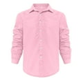 thumbnail image 1 of Caqnni Men's Linen Button Down Shirt Long Sleeve Casual Beach Shirts with Pocket Beach Wedding Shirts (Pink,XL), 1 of 1