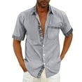 thumbnail image 1 of Caqnni Men's Linen Casual Short Sleeve Shirts Button Down Summer Beach Shirt(Grey,XL), 1 of 4
