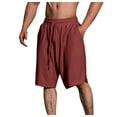 thumbnail image 1 of Caqnni Men's Linen Shorts Casual Elastic Waist Drawstring Summer Beach Shorts Comfortable Elastic Waistband Drawstring Sports Gym Basketball Casual Shorts (M,), 1 of 4