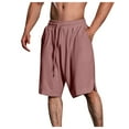 thumbnail image 1 of Caqnni Men's Linen Shorts Casual Elastic Waist Drawstring Summer Beach Shorts Comfortable Elastic Waistband Drawstring Sports Gym Basketball Casual Shorts (S,Red), 1 of 4