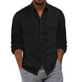 thumbnail image 1 of Caqnni Men's Long Sleeve Button Down Shirt Casual Regular-Fit Oxford Dress Shirts Beach Wedding Shirts (Black,L), 1 of 5