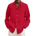 thumbnail image 1 of Caqnni Men's Cotton Linen Shirt Long Sleeve Casual Button Down Summer Beach Shirts&nbsp; (RD1,M), 1 of 1