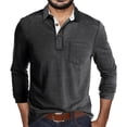 thumbnail image 1 of Caqnni Men's Long Sleeve Henley Tee (Dark Gray,M), 1 of 6
