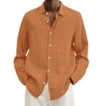 thumbnail image 1 of Caqnni Men's Oxford Shirt Long Sleeve Casual Button up Shirts Regular Fit Dress Shirts with Pocket (Orange,XXL), 1 of 1