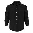thumbnail image 1 of Caqnni Men's Oxford Shirt Solid Casual Button Down Collar Shirts Long Sleeve Dress Shirts with Pocket (Black,L), 1 of 4