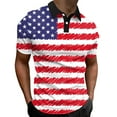 thumbnail image 1 of Caqnni Men's Patriotic Golf American Flag Classic Polo Shirt(Red,S), 1 of 5