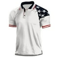 thumbnail image 1 of Caqnni Men's Patriotic Performance American Flag Classic Fit Shirt (White,XXL), 1 of 2