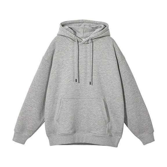 Caqnni Men's Plus Size Lined Hoodie Long Sleeve Hooded Sweatshirt Solid Color Pullover Tops Big And Tall (XL,Light Gray)